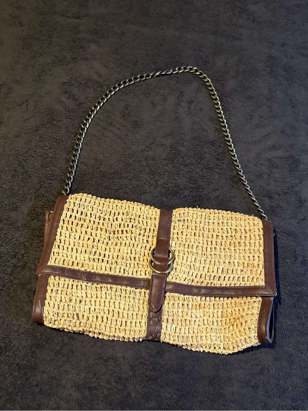 Straw Studio Faux Leather Chain Purse